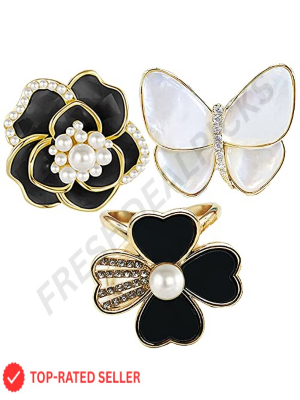 Alloy Scarf Ring Buckle Slides 3-Piece Set for Women Scarves Tshirt Ties Clip